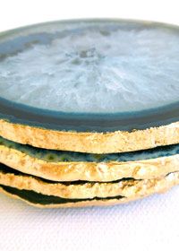 DIY Gold Leaf Agate Coasters