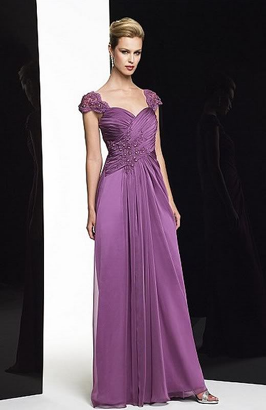 A-line V-neck Chiffon Floor-length Mother of the Bride Dress 05798 Pictures, Images and Photos