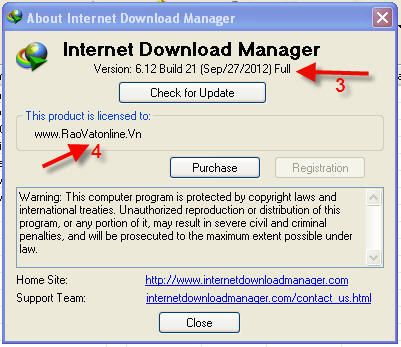 Hình 3 : Chứng nhận IDM 6.12 đã được crack thành công